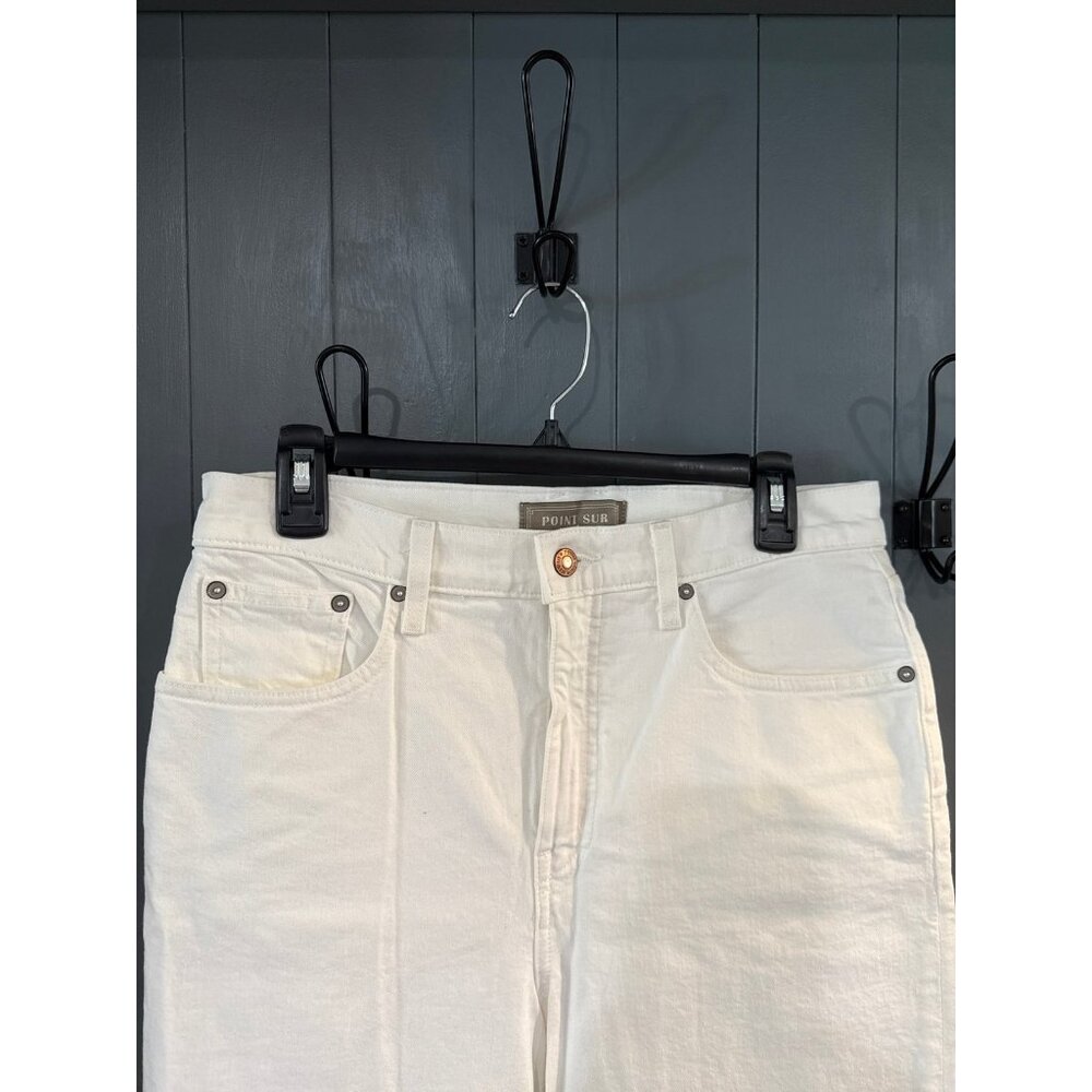 White wide leg denim jeans